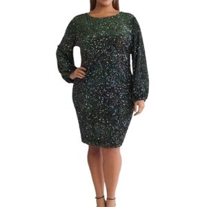 Love X Design Size 2X Green Sequin Dress